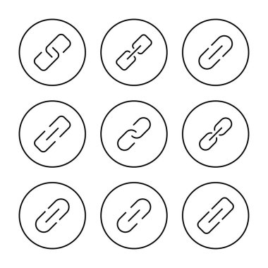 Bağlantı simgesi vektörü. Hiper bağlantı zinciri işareti ve sembolü