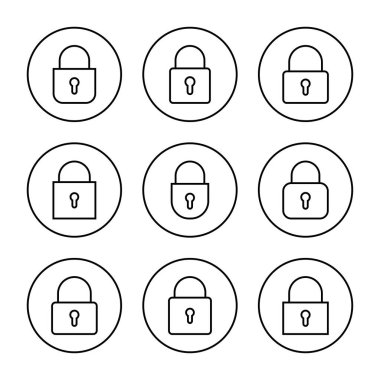 Simge vektörünü kilitle. Asma kilit işareti ve sembol. Şifreleme simgesi. Güvenlik sembolü