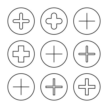 Artı simge vektörü. Artı işareti ve sembol ekle