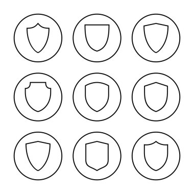 Kalkan simgesi vektörü. Koruma ikonu. Güvenlik işareti ve sembol