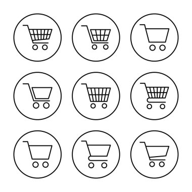 Alışveriş ikonu vektörü. Alışveriş arabası işareti ve sembol. Trolley simgesi