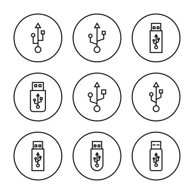 Usb simge vektörü. Flaş disk işareti ve sembol. Flash disk işareti.