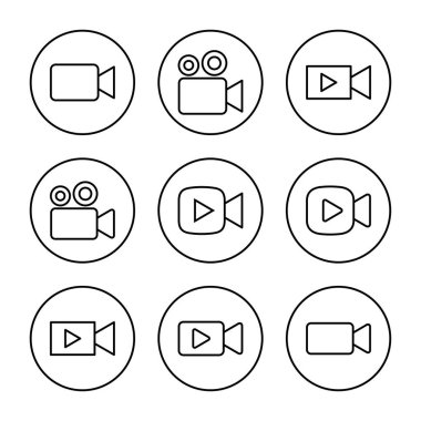 Video simgesi vektörü. Video kamera işareti ve sembol. Film tabelası. Sinema