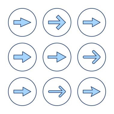 Ok simgesi vektörü. Web tasarımı için ok işareti ve sembol.