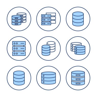 Veritabanı simge vektörü. veritabanı işareti ve sembolü