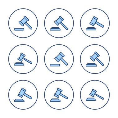 Gavel ikon vektörü. Yargıç tokmak işareti ve sembol. Kanun simgesi. Açık arttırma çekici