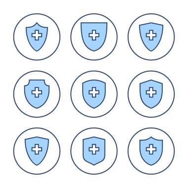 Sağlık sigortası ikonu vektörü. Sigorta sağlık belgesi ve sembolü