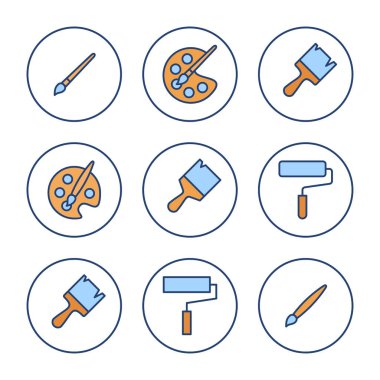 Simge vektörünü boya. Boya fırçası işareti ve sembol. boyama silindiri vektörü