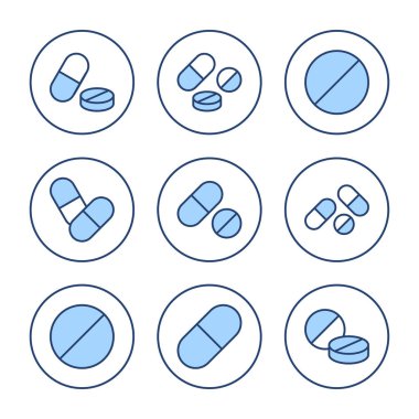 İlaç ikon vektörü. Kapsül simgesi. Uyuşturucu işareti ve sembol