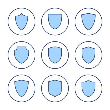 Kalkan simgesi vektörü. Koruma ikonu. Güvenlik işareti ve sembol