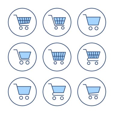 Alışveriş ikonu vektörü. Alışveriş arabası işareti ve sembol. Trolley simgesi