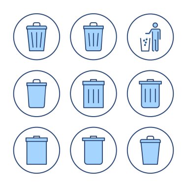 Çöp simgesi vektörü. Çöp kutusu simgesi. İşareti ve sembolü sil.