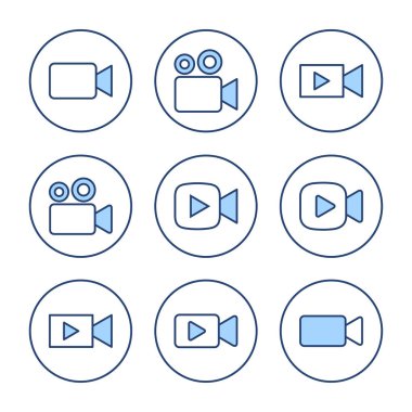 Video simgesi vektörü. Video kamera işareti ve sembol. Film tabelası. Sinema