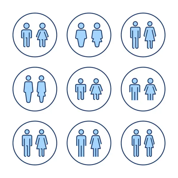 Erkek ve kadın ikon vektörü. Erkek ve dişi işareti ve sembol. Kızlar ve oğlanlar