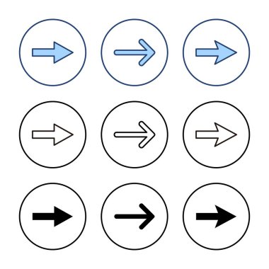 Ok simgesi vektörü. Web tasarımı için ok işareti ve sembol.