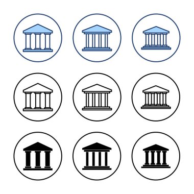 Banka simgesi vektörü. Banka işareti ve sembol, müze, üniversite