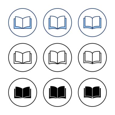 Kitap ikonu vektörü. Açık kitap işareti ve sembol. Kitap simgesi