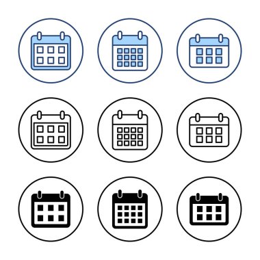 Takvim simgesi vektörü. Takvim işareti ve sembol. Simge simgesini ayarla