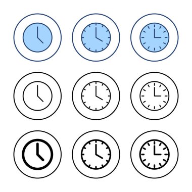 Saat simgesi vektörü. Zaman işareti ve sembol. saat simgesi