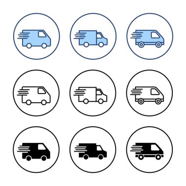 Teslimat kamyonu ikon vektörü. Teslimat kamyonu işareti ve sembol. Hızlı dağıtım simgesi gönderiliyor