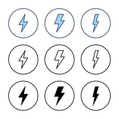 Şimşek simgesi vektörü. Elektrik işareti ve sembol. Güç simgesi. enerji işareti