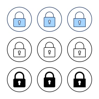 Simge vektörünü kilitle. Asma kilit işareti ve sembol. Şifreleme simgesi. Güvenlik sembolü