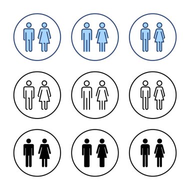 Erkek ve kadın ikon vektörü. Erkek ve dişi işareti ve sembol. Kızlar ve oğlanlar