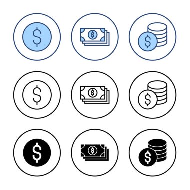 Para ikonu vektörü. Para işareti ve sembol