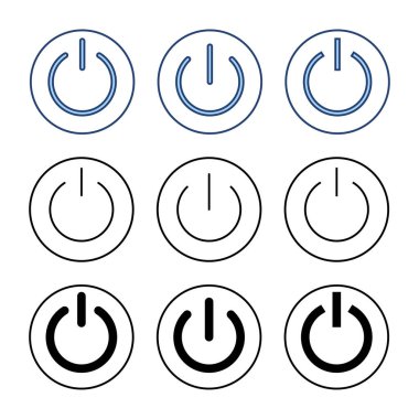 Güç simgesi vektörü. Güç Anahtarı işareti ve sembolü. Elektrik gücü.