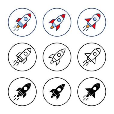 Roket ikon vektörü. Başlangıç işareti ve sembol. roket fırlatma simgesi