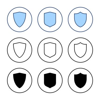 Kalkan simgesi vektörü. Koruma ikonu. Güvenlik işareti ve sembol