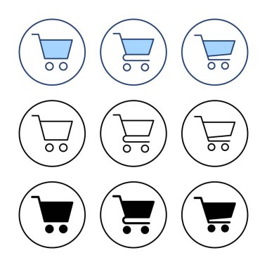 Alışveriş ikonu vektörü. Alışveriş arabası işareti ve sembol. Trolley simgesi