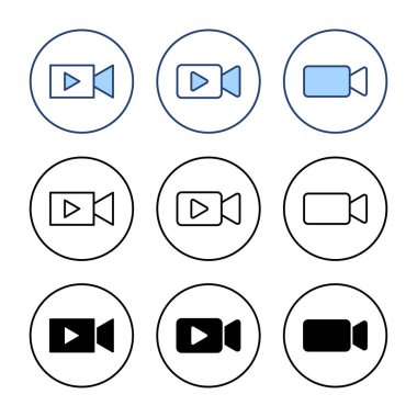 Video simgesi vektörü. Video kamera işareti ve sembol. Film tabelası. Sinema