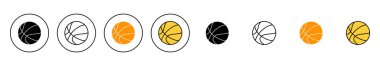 Basketbol ikonu kümesi vektörü. Basketbol tabelası ve sembol