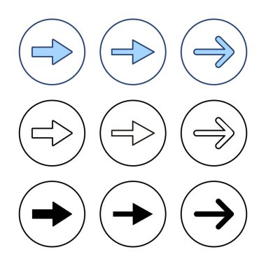 Ok simgesi vektörü. Web tasarımı için ok işareti ve sembol.