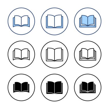 Kitap ikonu vektörü. Açık kitap işareti ve sembol. Kitap simgesi