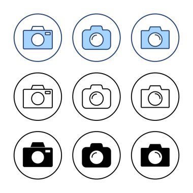 Kamera simgesi vektörü. Fotoğraf makinesi işareti ve sembol. fotoğrafçılık simgesi.