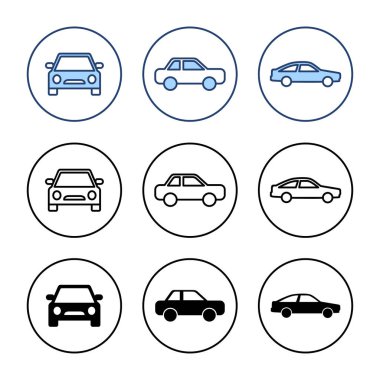 Araba ikonu vektörü. Araba işareti ve sembol. küçük sedan