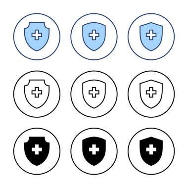 Sağlık sigortası ikonu vektörü. Sigorta sağlık belgesi ve sembolü