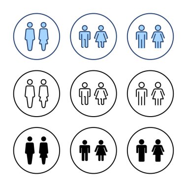 Erkek ve kadın ikon vektörü. Erkek ve dişi işareti ve sembol. Kızlar ve oğlanlar