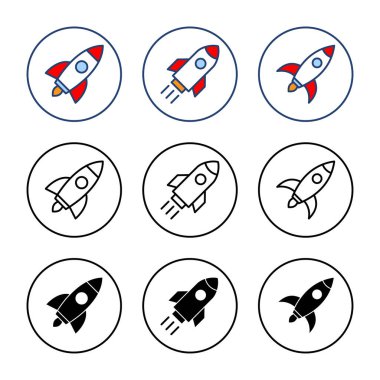 Roket ikon vektörü. Başlangıç işareti ve sembol. roket fırlatma simgesi