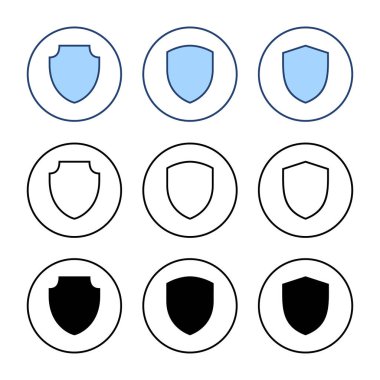 Kalkan simgesi vektörü. Koruma ikonu. Güvenlik işareti ve sembol