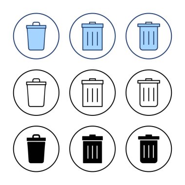 Çöp simgesi vektörü. Çöp kutusu simgesi. İşareti ve sembolü sil.