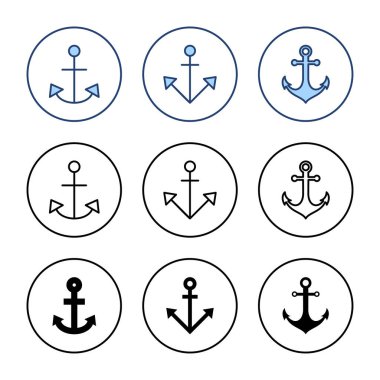 Çapa simgesi vektörü. Çapa işareti ve sembol. Çapa deniz simgesi.