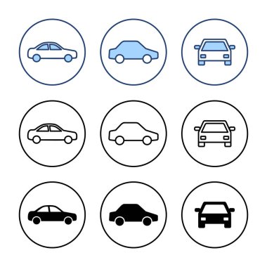 Araba ikonu vektörü. Araba işareti ve sembol. küçük sedan