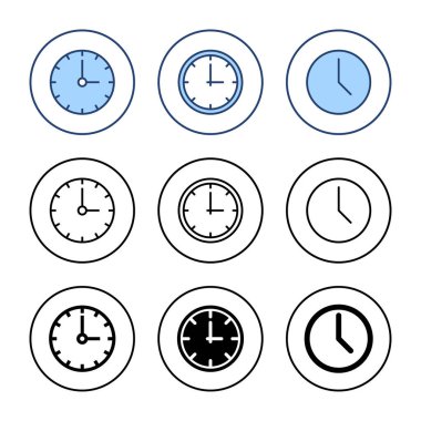 Saat simgesi vektörü. Zaman işareti ve sembol. saat simgesi