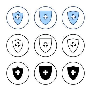 Sağlık sigortası ikonu vektörü. Sigorta sağlık belgesi ve sembolü