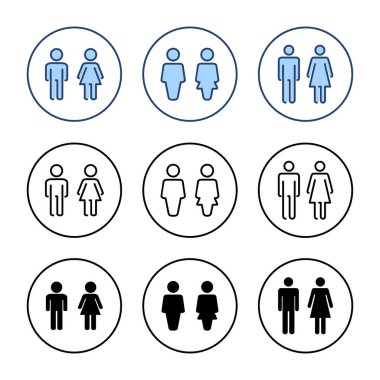 Erkek ve kadın ikon vektörü. Erkek ve dişi işareti ve sembol. Kızlar ve oğlanlar