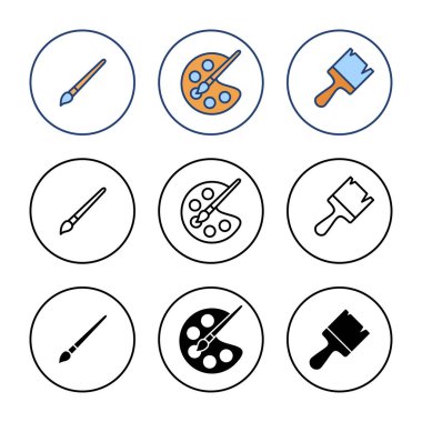 Simge vektörünü boya. Boya fırçası işareti ve sembol. boyama silindiri vektörü