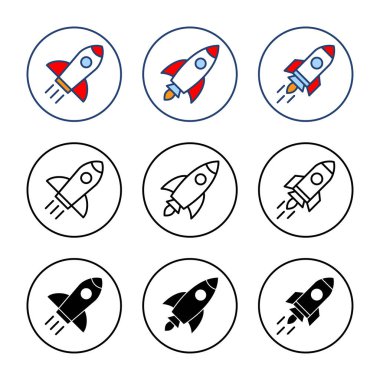Roket ikon vektörü. Başlangıç işareti ve sembol. roket fırlatma simgesi